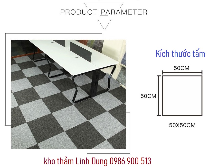 Thảm tấm 50cm x 50cm trải văn phòng Thảm tấm 50cm x 50cm trải văn phòng